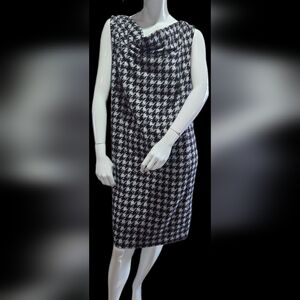 Chic Houndstooth Midi Dress Office Professional